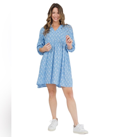 Mata Traders Sohla Mini Dress Blue White Size Small - Picture 1 of 8